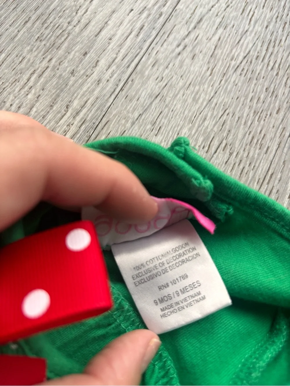Good Lad Green Dress with Red Polka Dot Bow